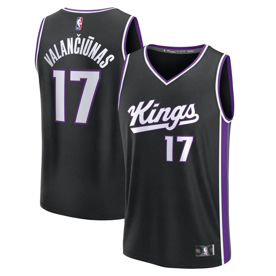Sacramento Kings Jonas Valan?i¨±nas Fanatics Youth Fast Break Replica Player Jersey - Black - Icon Edition