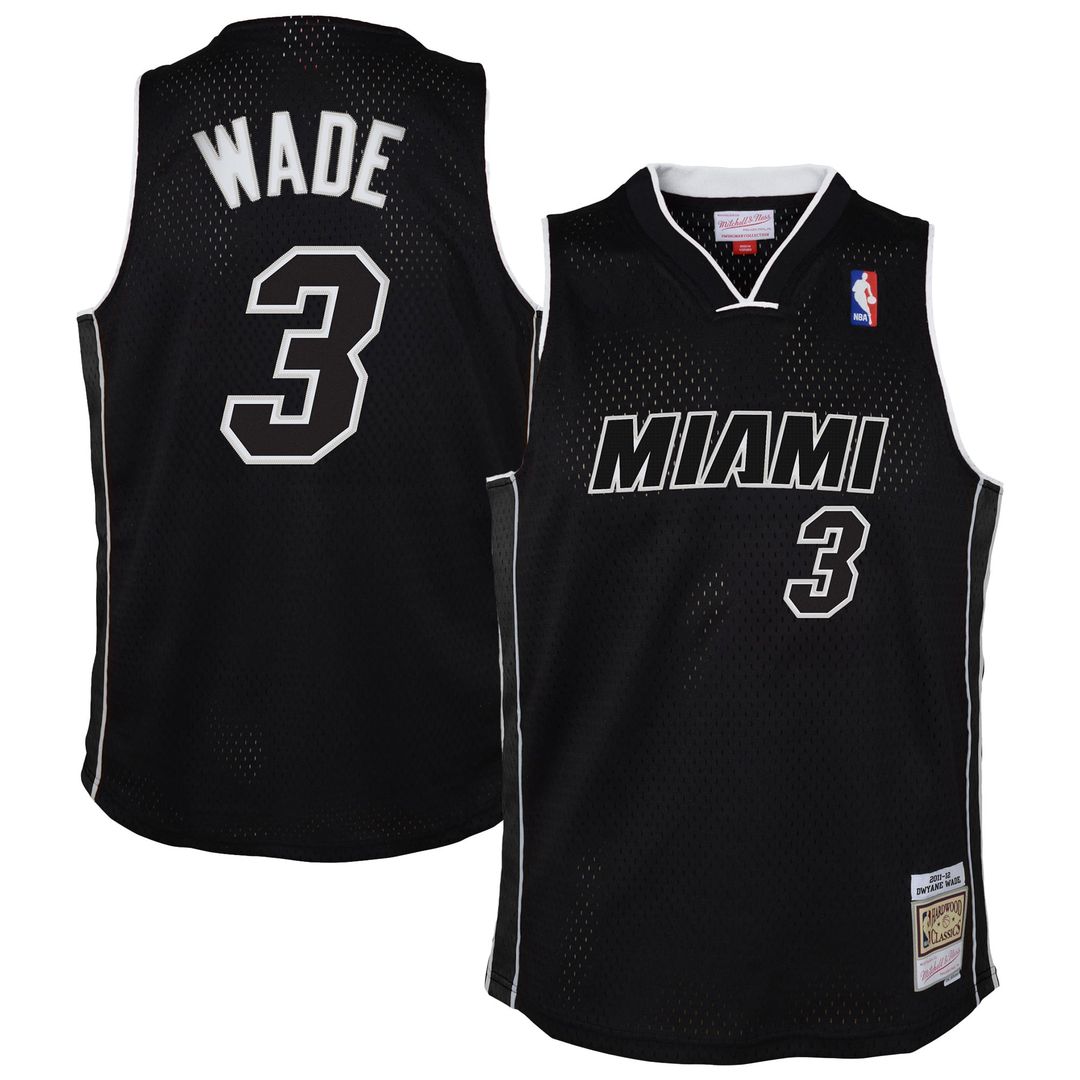Miami Heat Dwyane Wade Mitchell & Ness Youth 2011/12 Hardwood Classics Swingman Alternate Jersey - Black