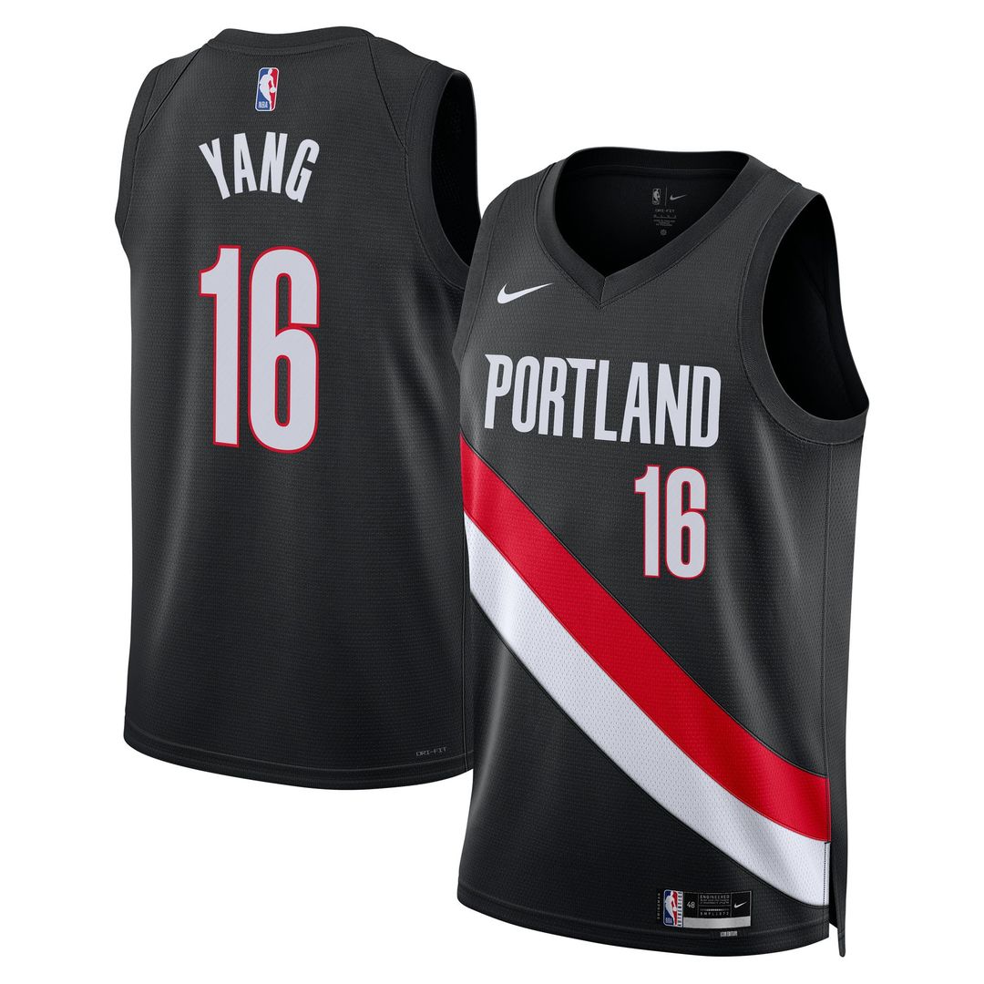 Portland Trail Blazers Yang Hansen Nike Unisex Swingman Jersey - Icon Edition - Black