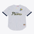 Indiana Pacers Mitchell & Ness Head Coach Pinstripe Mesh Full - Button Baseball Jersey - White
